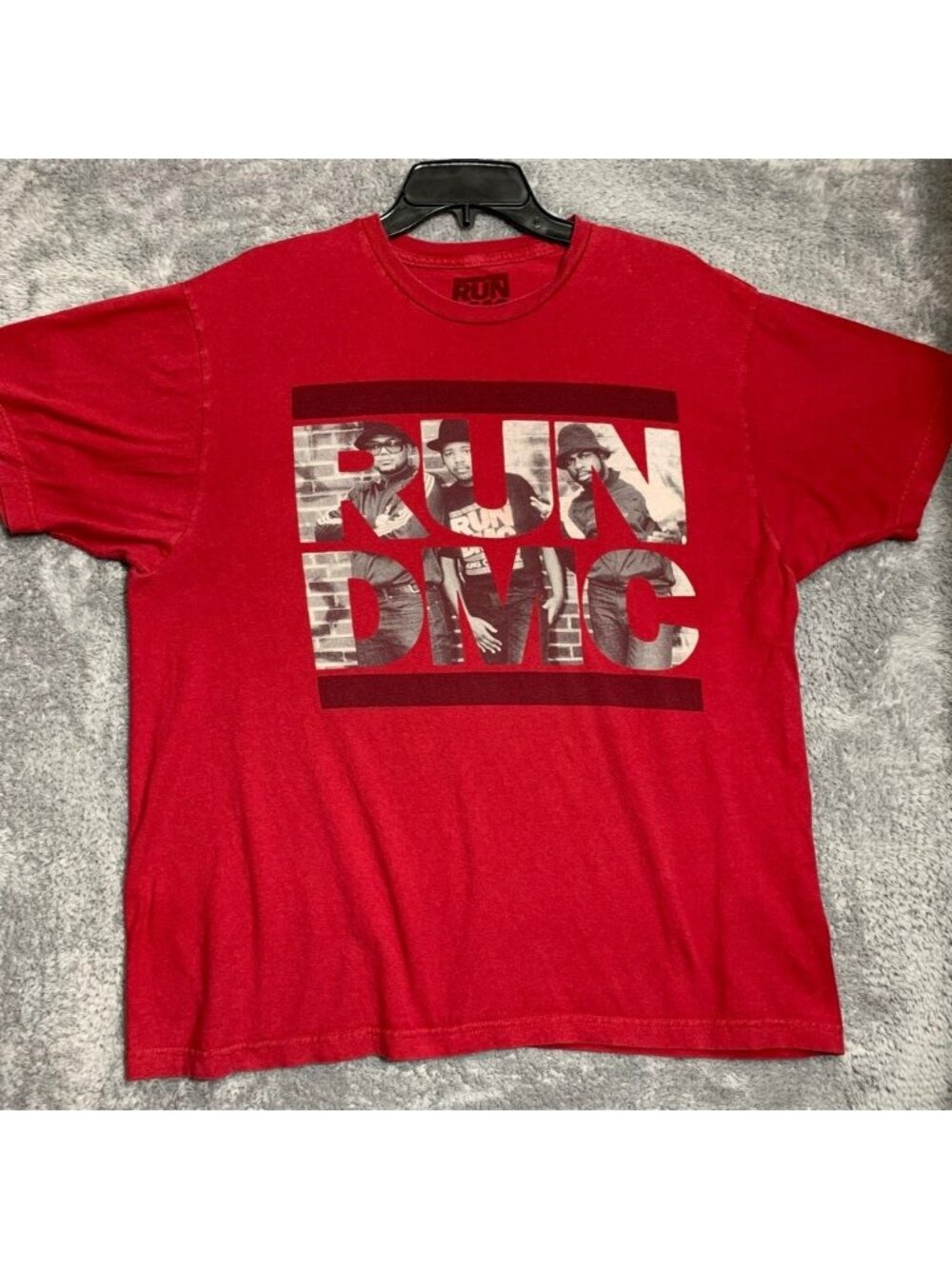 Run DMC Graphic T-Shirt Mens XL Red Photo Print‎ Short Sleeve Hip Hop Tee 2014